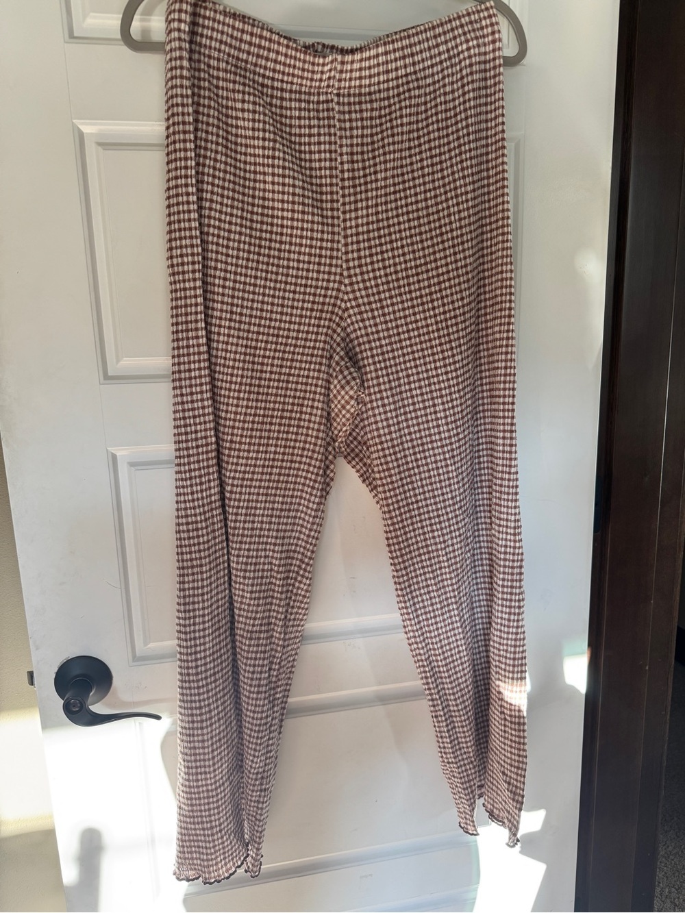 Aritzia Brown and Cream Gingham Pants| Wilfred|